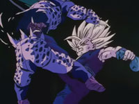 Llevado por la clera, Son Gohan destruye con facilidad a los Petit Cells y derrota a Cell