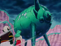 Mr. Popo mostra-lhe a Bulma a nave na que Kami-Sama chegou  Terra