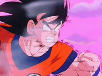 Goku voa a toda velocidade para salvar a seus amigos