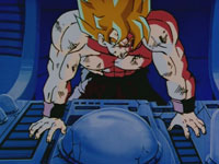 Son Goku intenta huir en la nave de Freezer