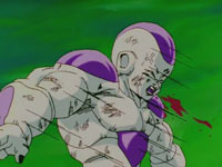 Freezer recibe los poderosos golpes de Son Goku