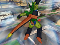 Cell in his second form, sending an attack